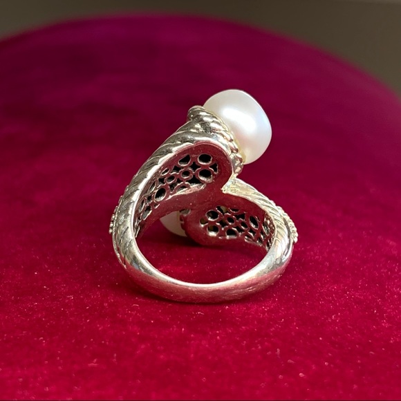 Beautiful Sterling Silver Cultured Freshwater Button Pearl Ring Size 5 - Picture 10 of 14